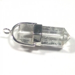 Energy healing crystal therapy pencil point silver pendant